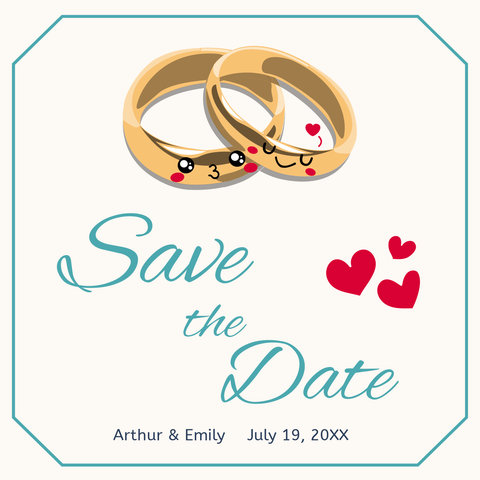 Cute Ring Illustrations Wedding Ceremony Sign Template