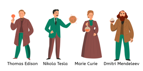 Four Prominent Scientists' Illustrations Template