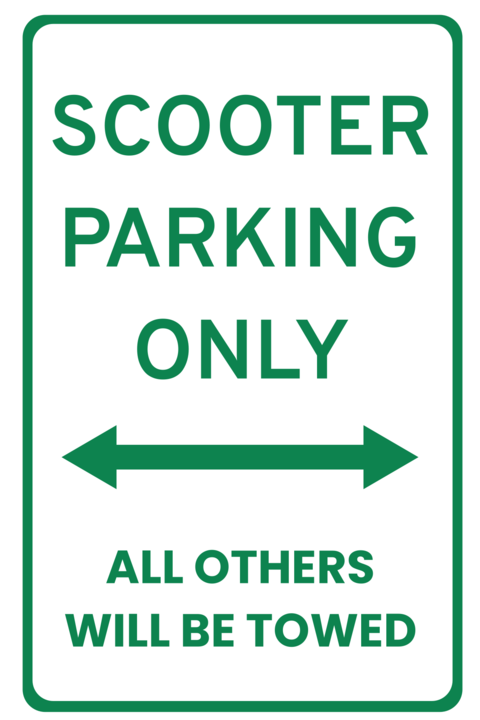 Green and White Scooter Parking Sign Template