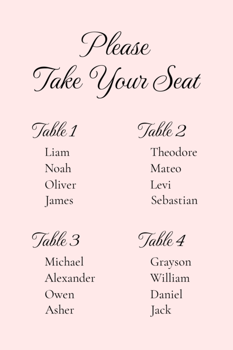 Seating Chart Customizable Template