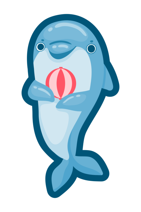 Dolphin With Beach Ball Marine Life Sign Template