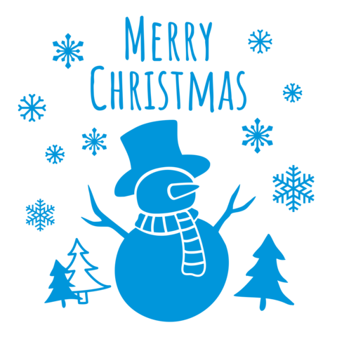 Blue Snowman and Christmas Symbols Holiday Template