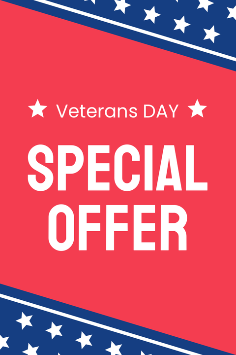 Red and Blue Veterans Day Special Offer Sign Template