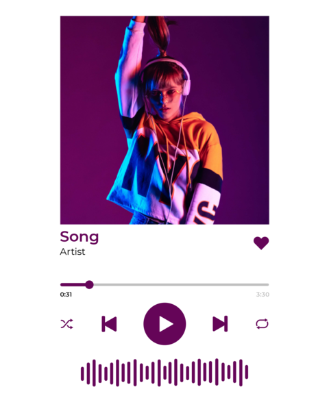 Sporty Girl With Headphones in a Music App Sign Template