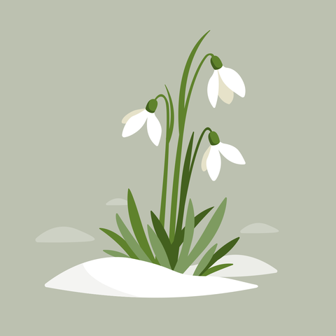Flowers Growing out of the Snow Seasonal Sign Template