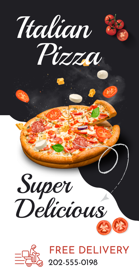 Delicious Italian Pizza Restaurant Delivery Sign Template