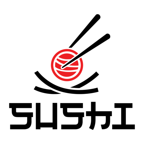Black and Red Sushi Logo Sign Template