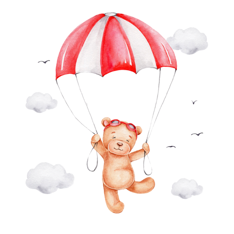 Happy Brown Bear on a Parachute Sign Template