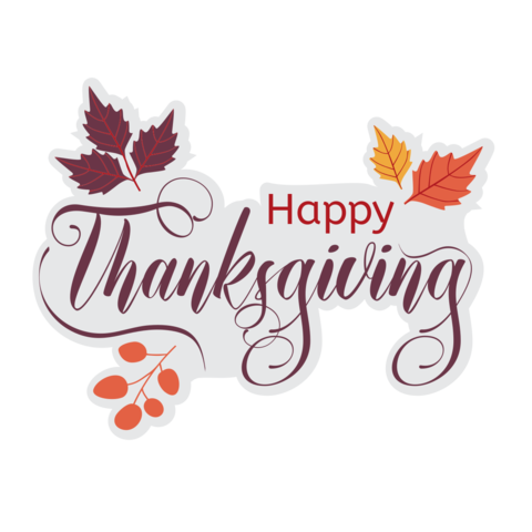 Leaves with a Cursive Happy Thanksgiving Sign Template
