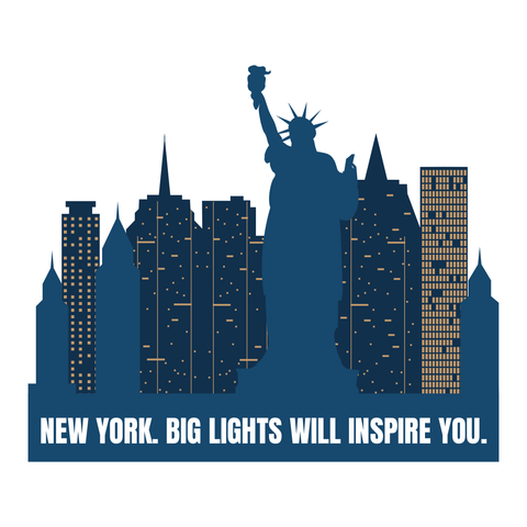 Statue of Liberty and NY City Outline With a Quote Template
