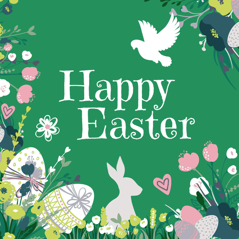 Art-Driven Floral Design on a Happy Easter Sign Template