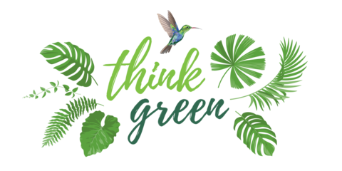 Green Leaves With a Hummingbird Sign Template