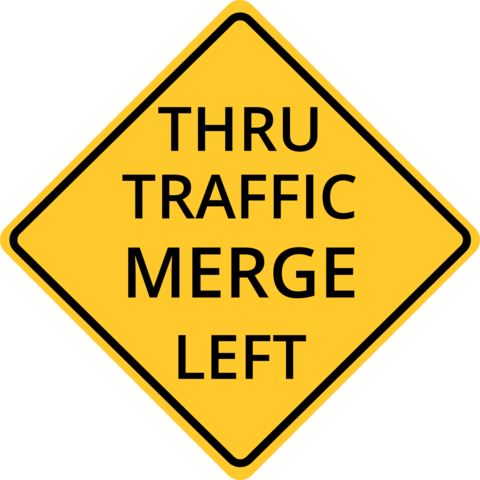 Thru Traffic Merge Left Warning Traffic Sign Template