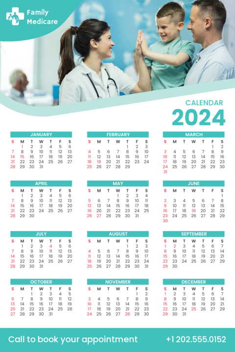 Turquoise Medical Calendar Sign Template