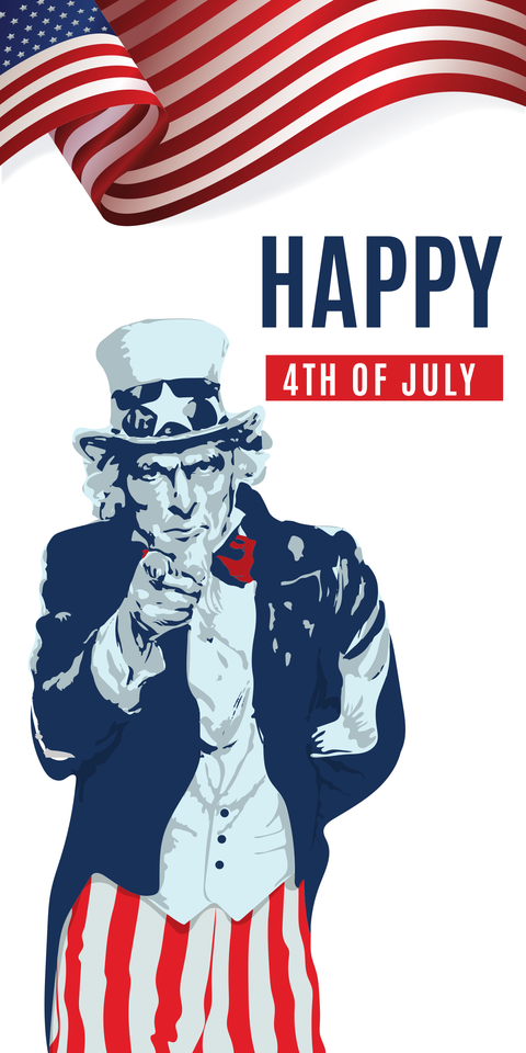 Uncle Sam With the US Flag Overhead 4th of July Template