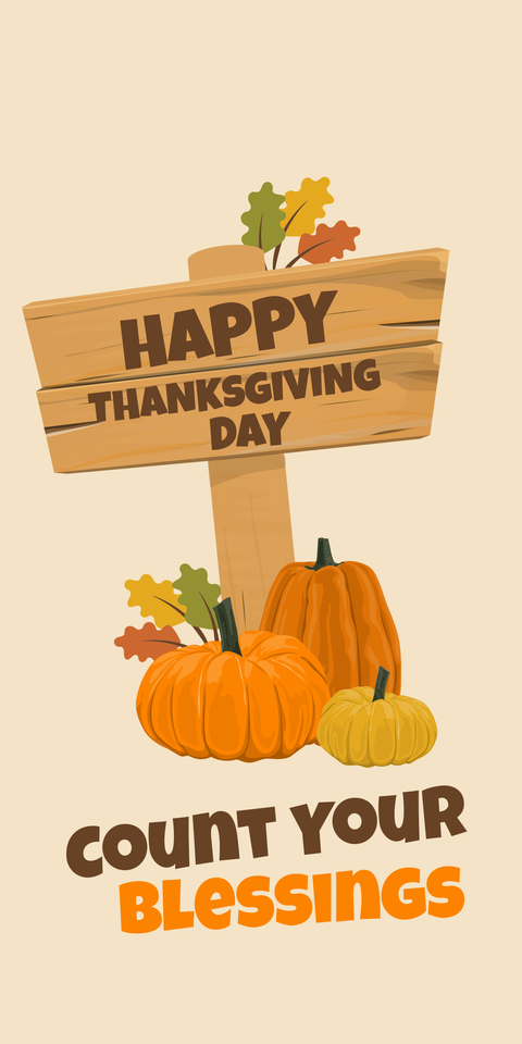 Count Your Blessings Thanksgiving Sign Template