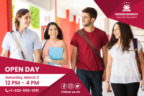 Open Day Student Photo Informative University Sign Template