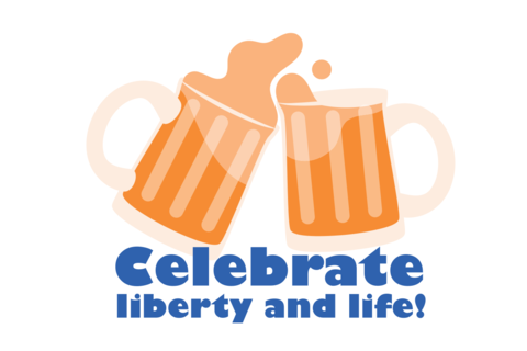 Patriotic Beer Cups Sticker Sign Template