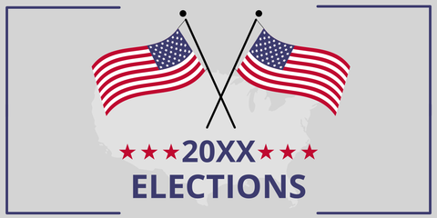 Two Crossed USA Flags for Elections Sign Template