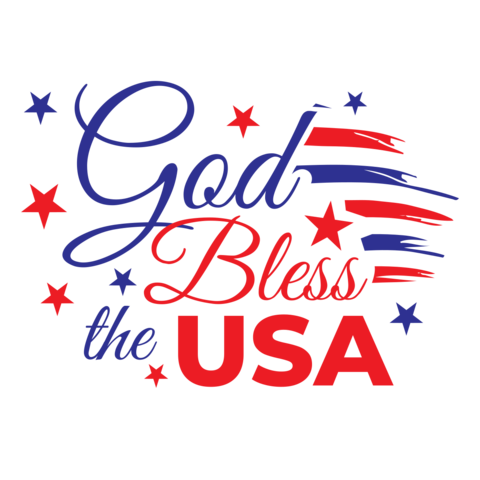 Red and Blue God Bless the USA Sign Template