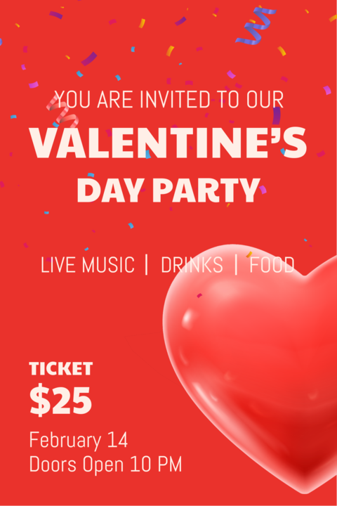 Red Heart-Inspired Valentine's Day Party Template