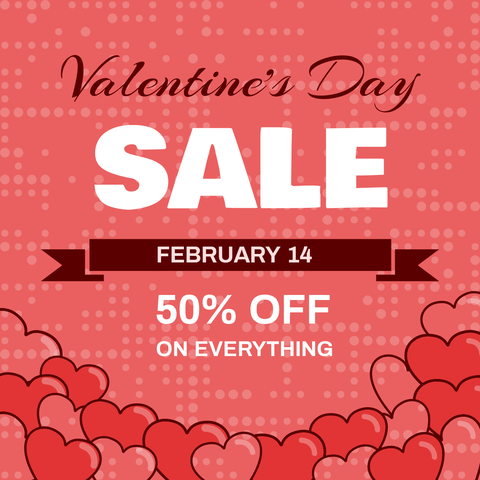 Coral Red Heart-Inspired Valentine's Day Sale Sign Template
