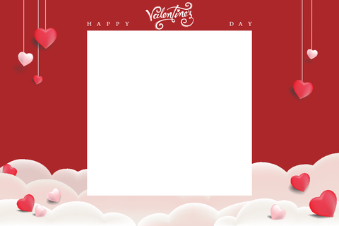 Hearts and Clouds Valentine's Day Selfie Frame Template