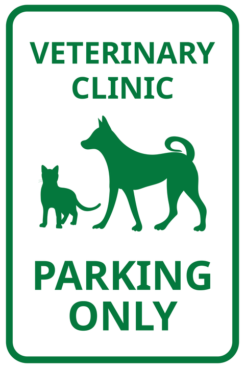 Vet Clinic Parking With Dog and Cat Image Sign Template