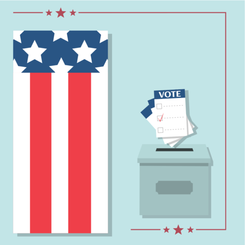 Us Flag-Themed Elections Voting Box Sign Template