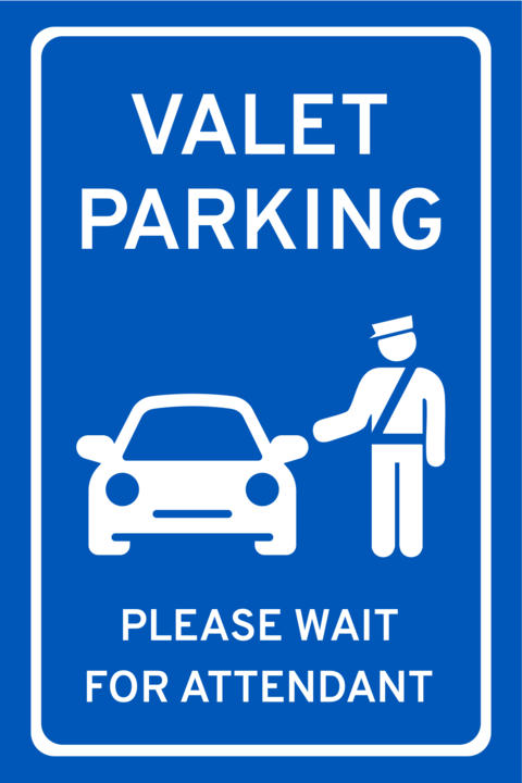 Blue and White Valet Parking Sign Template