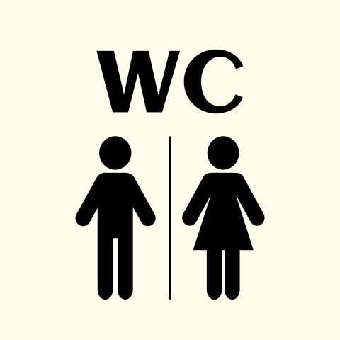 Simple Bold WC Restroom Sign Template