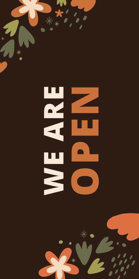 We Are Open Leafy Fall Sign Template