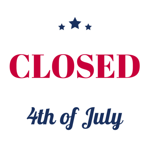Red-Blue Note With Stars 4th of July Closed Sign Template