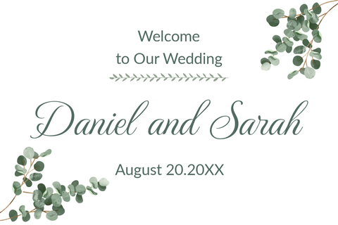 Green-Themed Decorative Wedding Sign Template