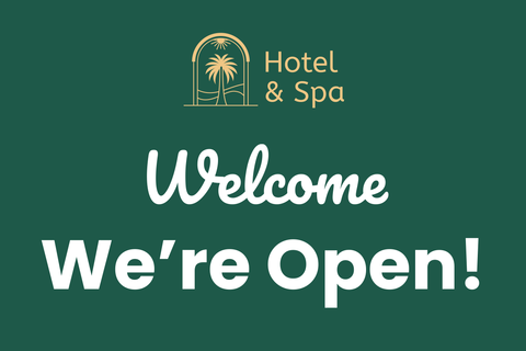 Hotel and Spa We're Open Sign Template