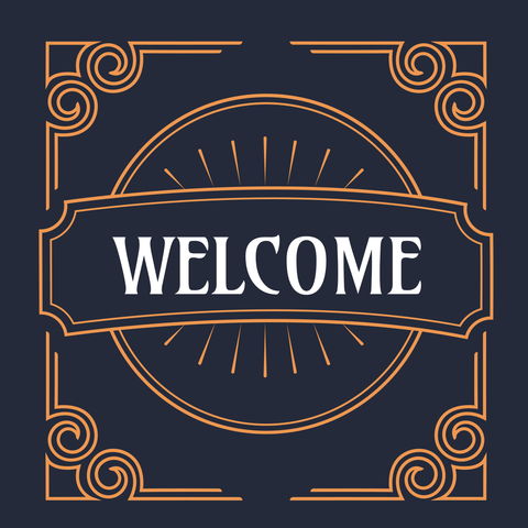 Ornate Black and Orange Welcome Sign Template