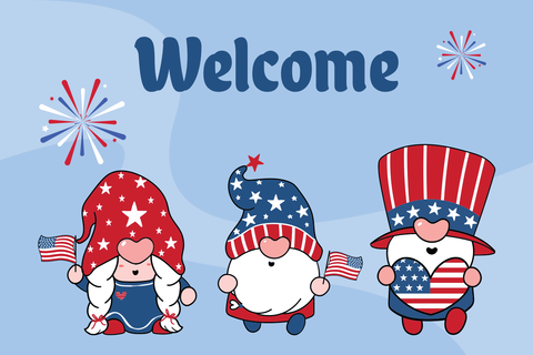 Star-Spangled Gnome Welcome Sign Template