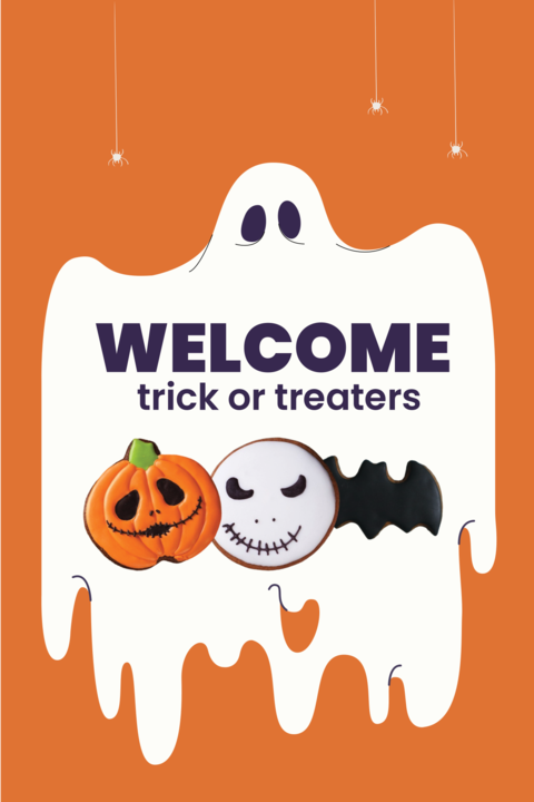 Welcome Trick or Treaters Spooky Halloween Sign Template