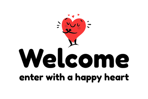 Cartoon Heart Welcome Note Sign Template