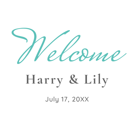Plain Black and Blue Wedding Announcement Sign Template