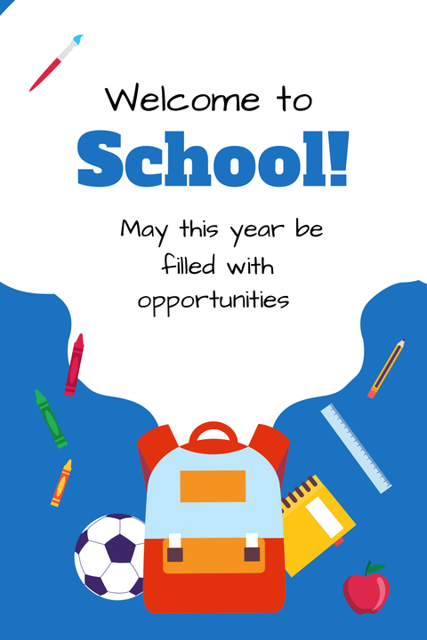 Backpack and School Supplies Welcome Quote Sign Template