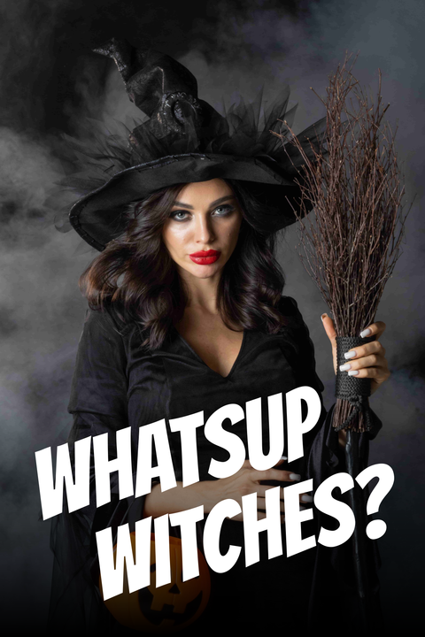 Woman Dressed as Witch and Quote Halloween Sign Template