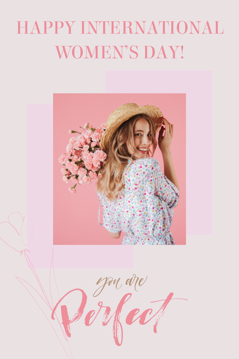 Pink-Hued Photographic Women's Day Quote Sign Template