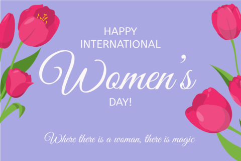Pink Tulips With a Women's Day Quote Sign Template