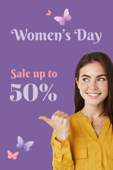 Purple-Hued Photographic Women's Day Sales Sign Template