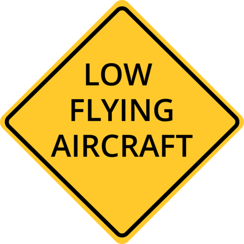 Yellow Diamond Shape Low Flying Aircraft Sign Template