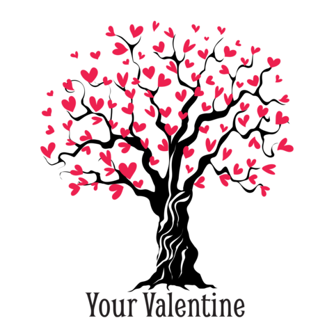Tree With Heart-Shaped Leaves Valentine's Day Template