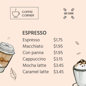Cafe menu signage template