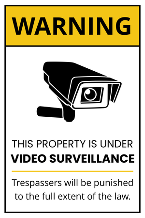 Video surveillance warning sign template